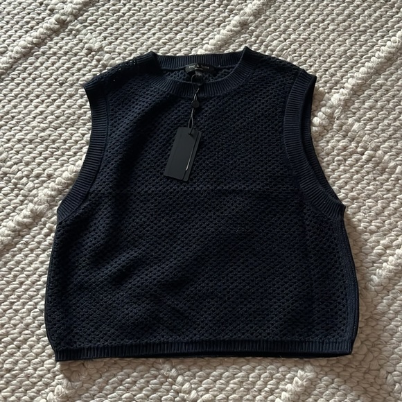 NWT! RAG & BONE Carson pointelle-knit cotton and cashmere-blend vest - Picture 4 of 6